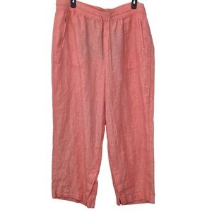 Athleta Linen Wide Leg Pants Womens 22 Coral Breezy Summer Boho Casual Beach